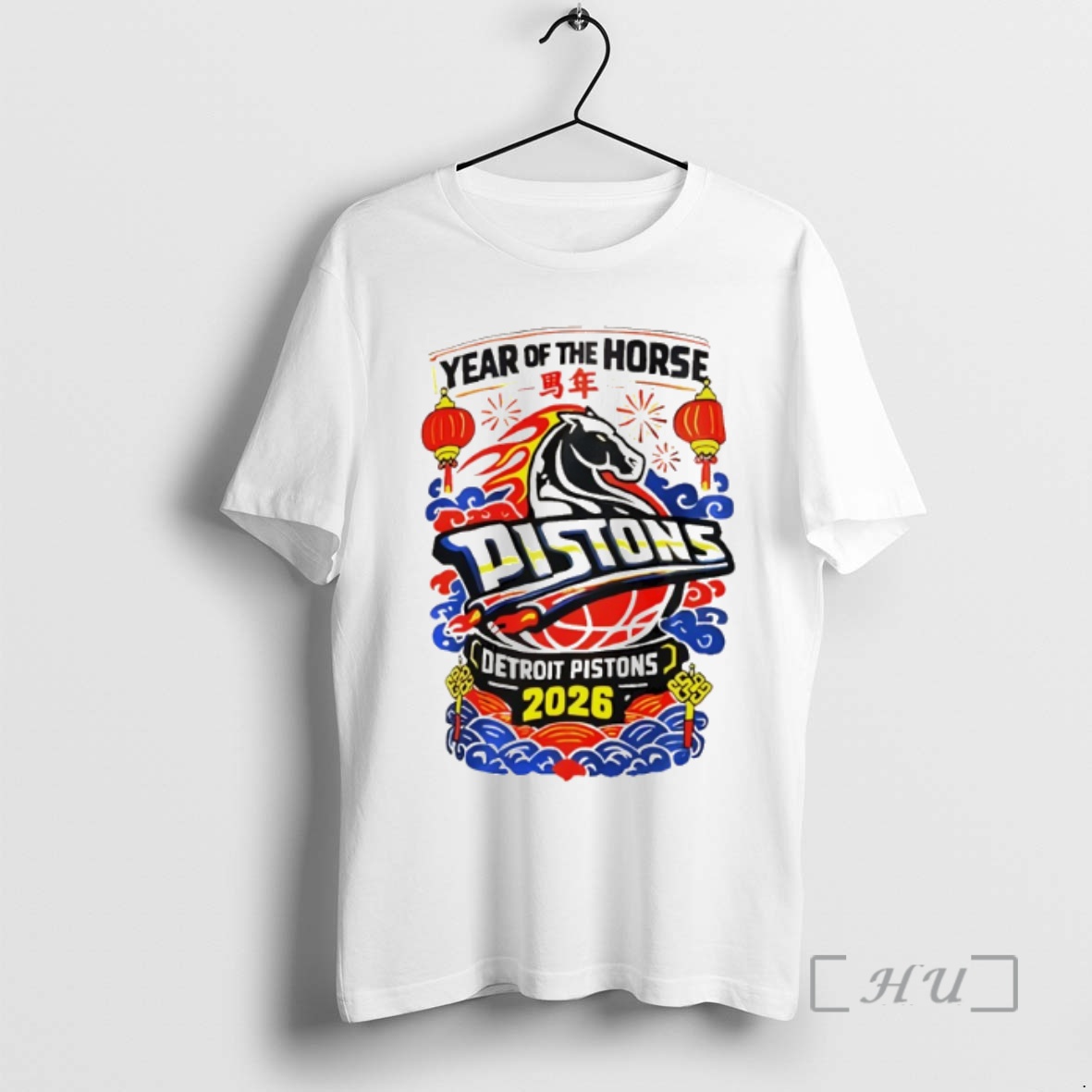 Officials Detroit Pistons Year Of The Horse 2026 Vintage Premium T Shirts Sweater Hoodie