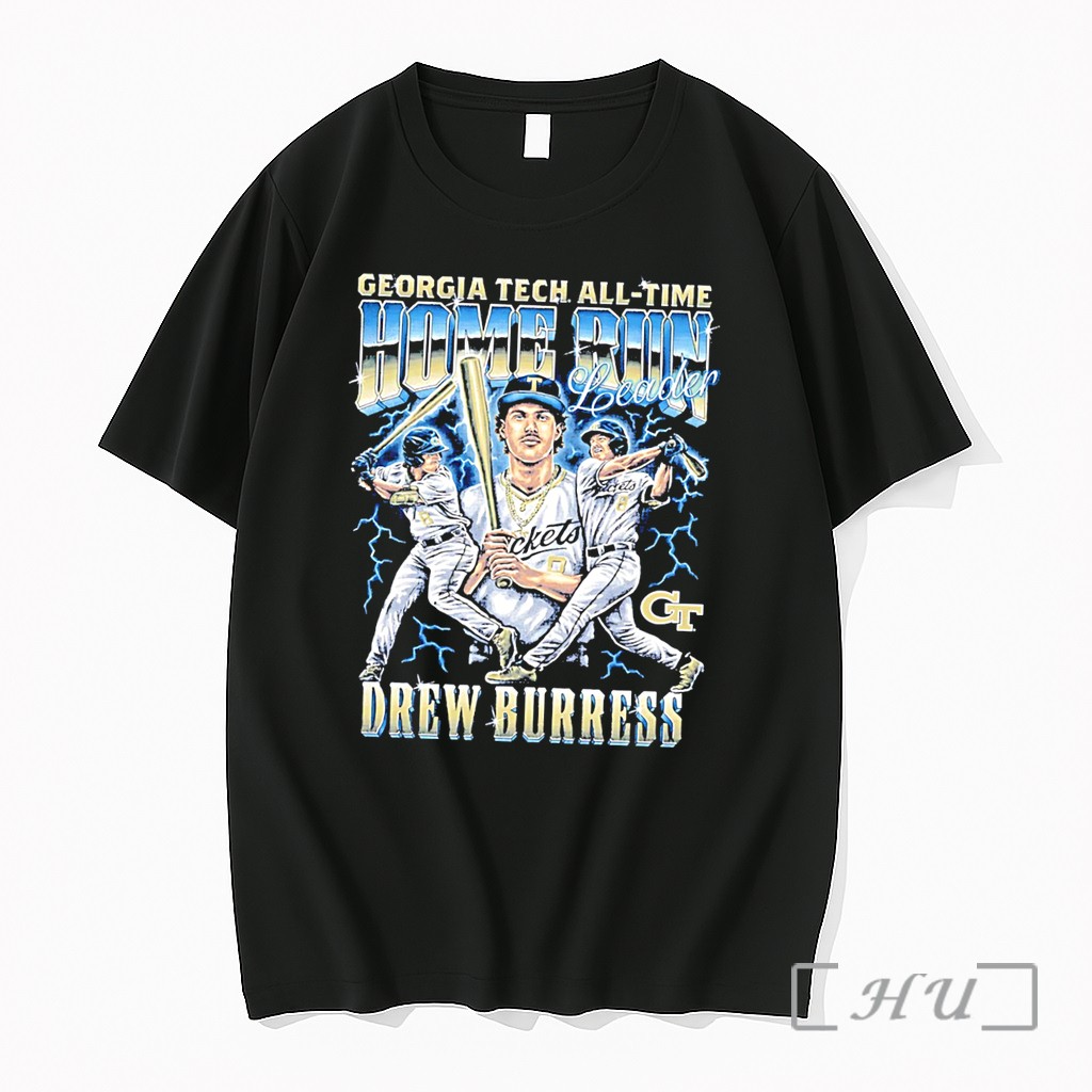 Officials Drew Burress Georgia Tech Yellow Jackets All Time Home Run Record Commemorative Tee Premium T Shirts Sweater Hoodie