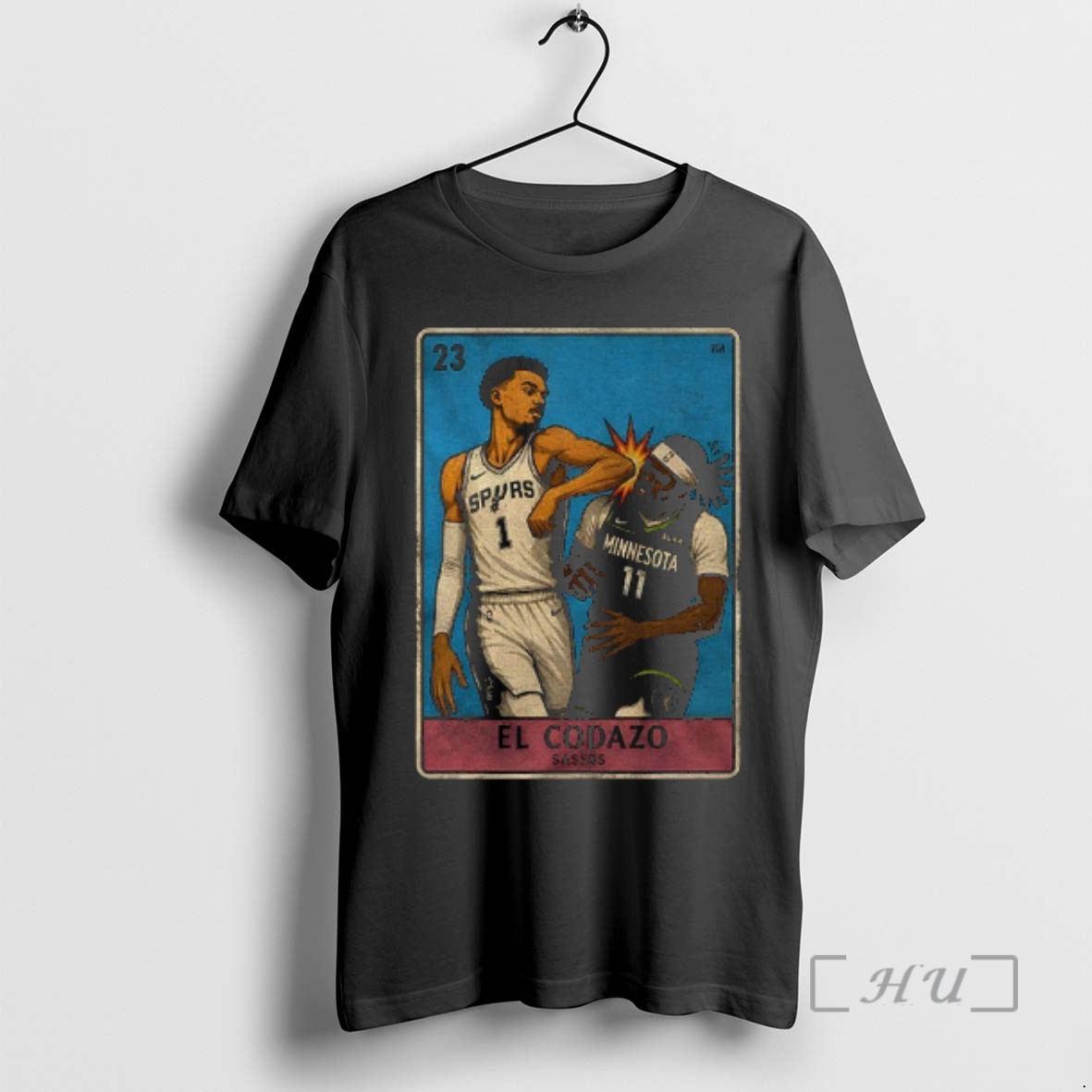 Officials El Codazo Sasss Victor Wembanyama Vs Naz Reid San Antonio Spurs Basketball Nba Card Premium T Shirts Sweater Hoodie