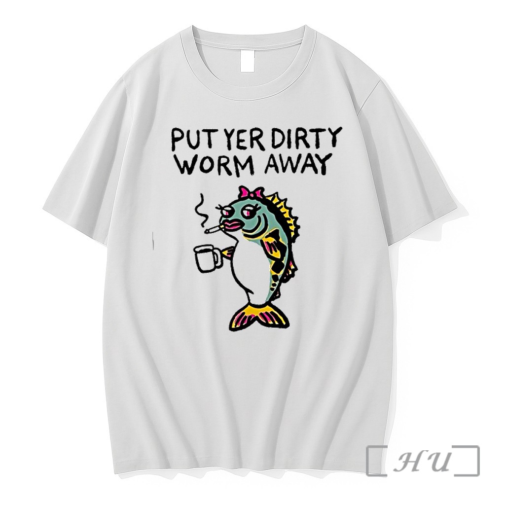 Officials Fish Smoking Coffee Put Yer Dirty Worm Away Premium T Shirts Sweater Hoodie
