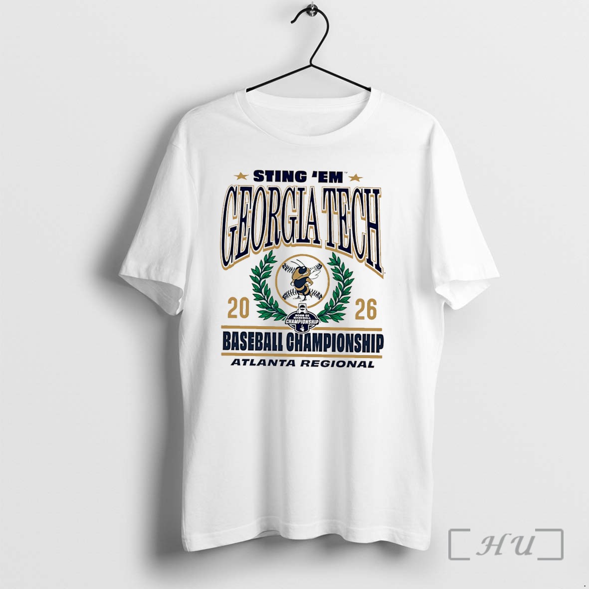 Officials Georgia Tech Yellow Jackets 2026 Baseball Championship Atlanta Regional Laurel Wreath Tee Premium T Shirts Sweater Hoodie