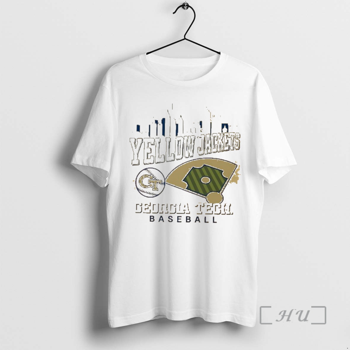 Officials Georgia Tech Yellow Jackets Baseball City Skyline Premium T Shirts Sweater Hoodie