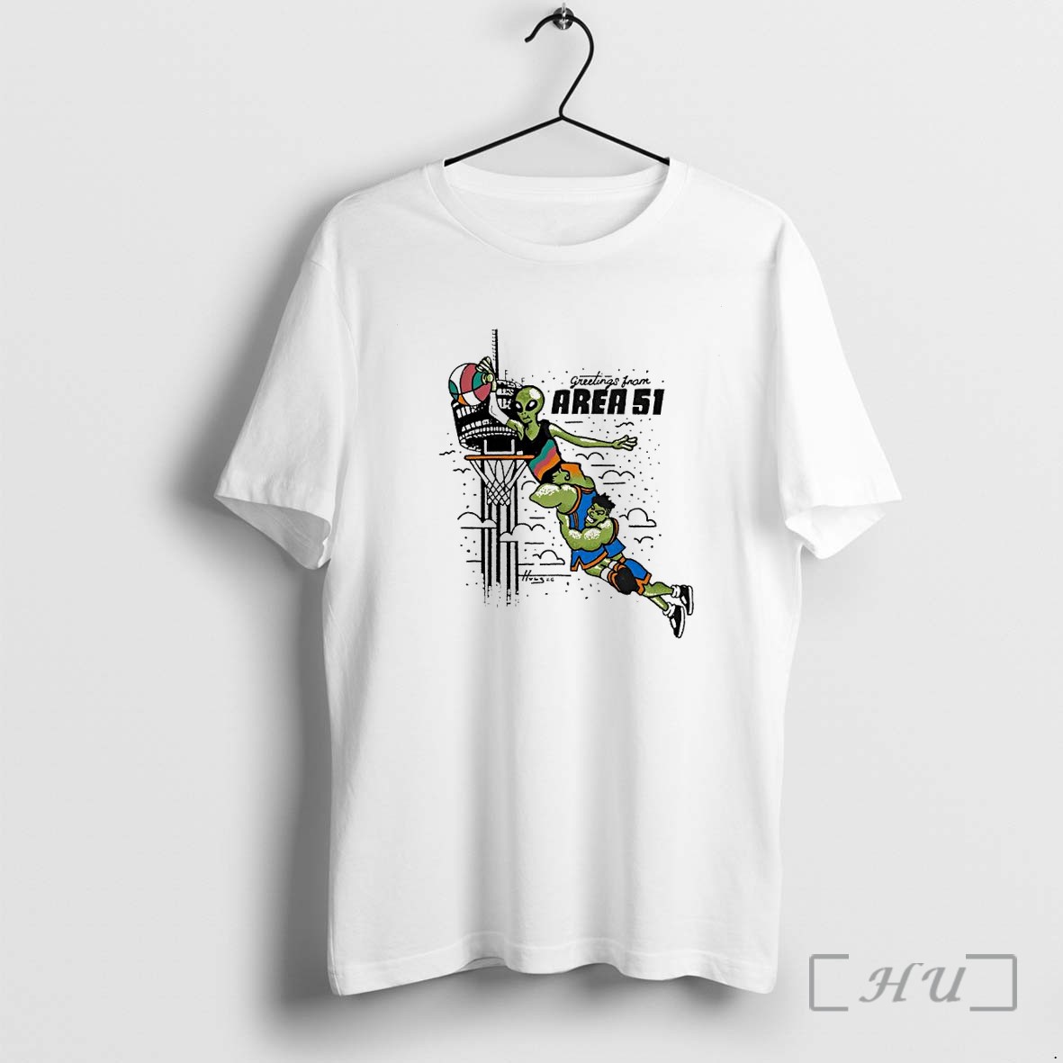 Officials Greetings From Area 51 Alien Basketball Dunk Premium T Shirts Sweater Hoodie