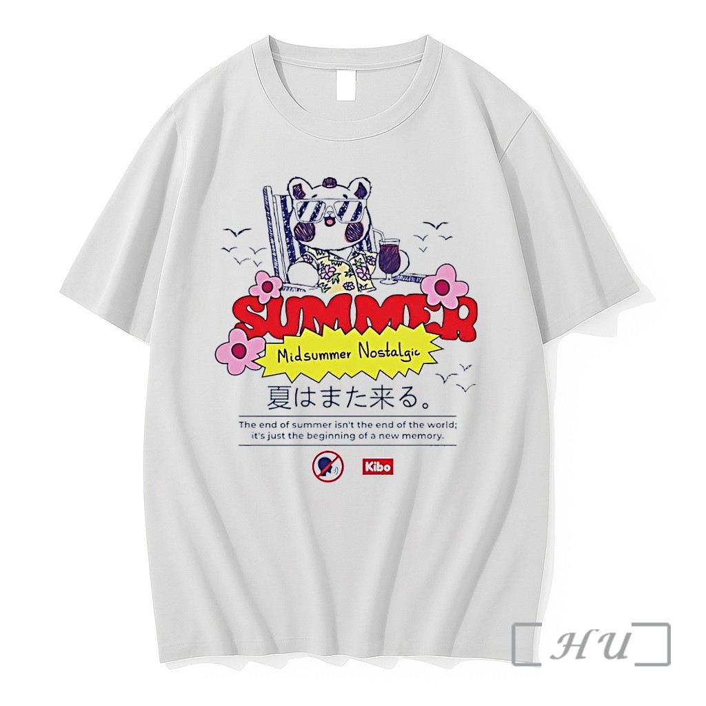 Officials Kibo Chill Bear Midsummer Nostalgic Summer 2026 Vacation Graphic White Premium T Shirts Sweater Hoodie