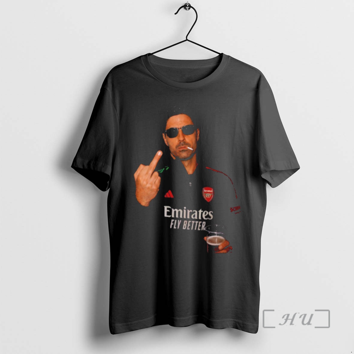 Officials Mikel Arteta Arsenal Coach Smooking Middle Finger Premier League Champions 2025 26 Premium T Shirts Sweater Hoodie