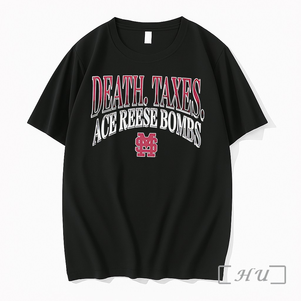 Officials Mississippi State Bulldogs Death Taxes Ace Reese Bombs Logo Tee Premium T Shirts Sweater Hoodie