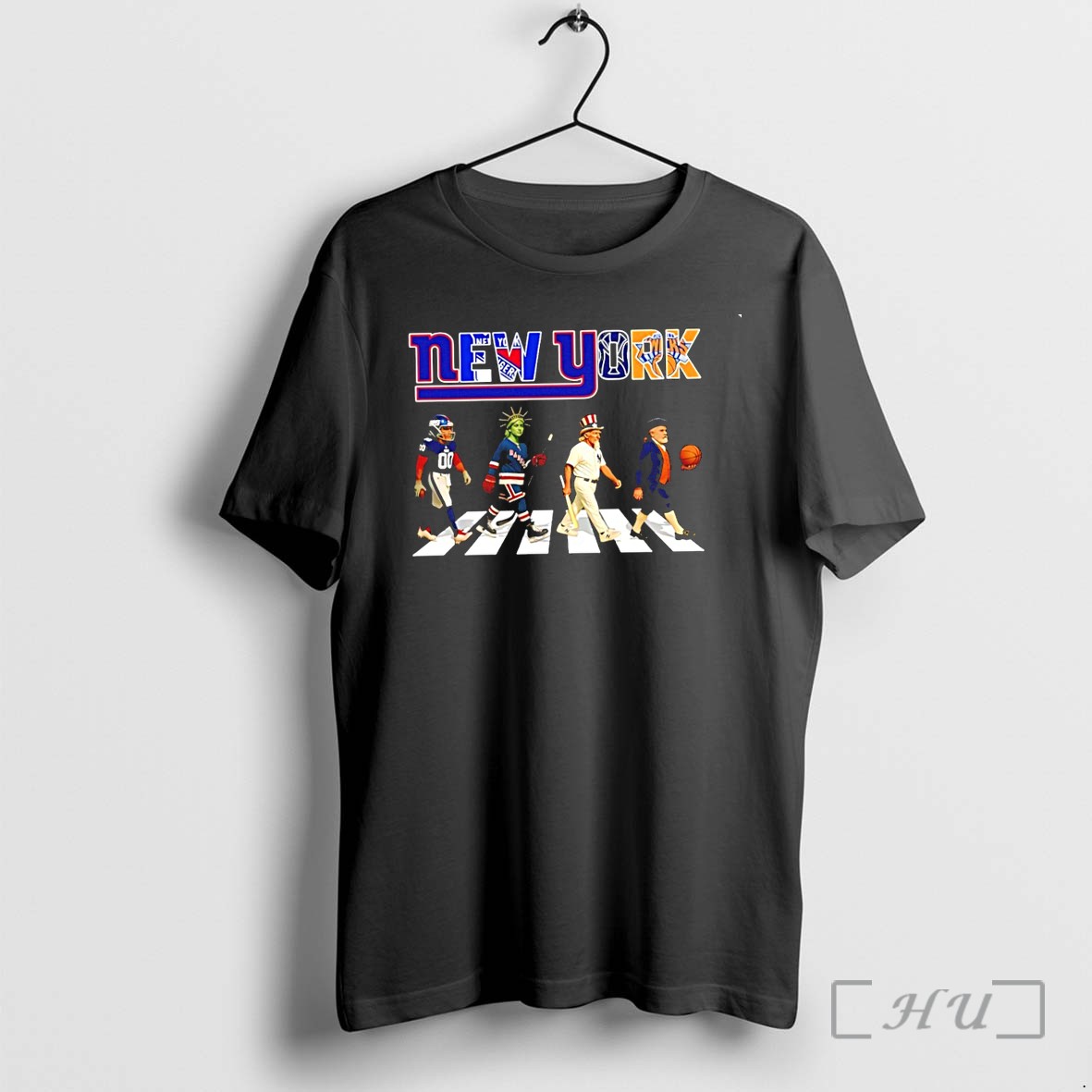 Officials New York Knick Giants Yankees And Rangers Mascot Walk Graphic Premium T Shirts Sweater Hoodie