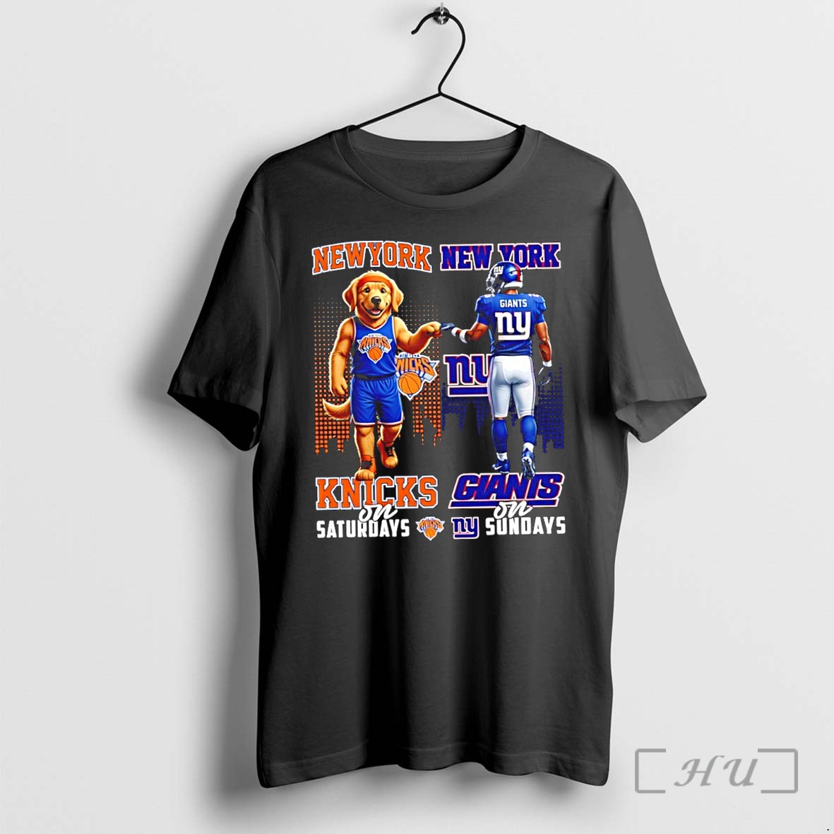 Officials New York Knick On Saturday Vs New York Giants On Sundays Mascot Skyline Premium T Shirts Sweater Hoodie