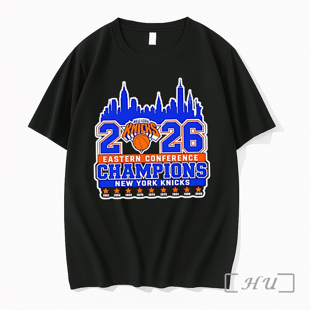 Officials New York Knicks 2026 Eastern Conference 9x Champions Skyline Premium T Shirts Sweater Hoodie