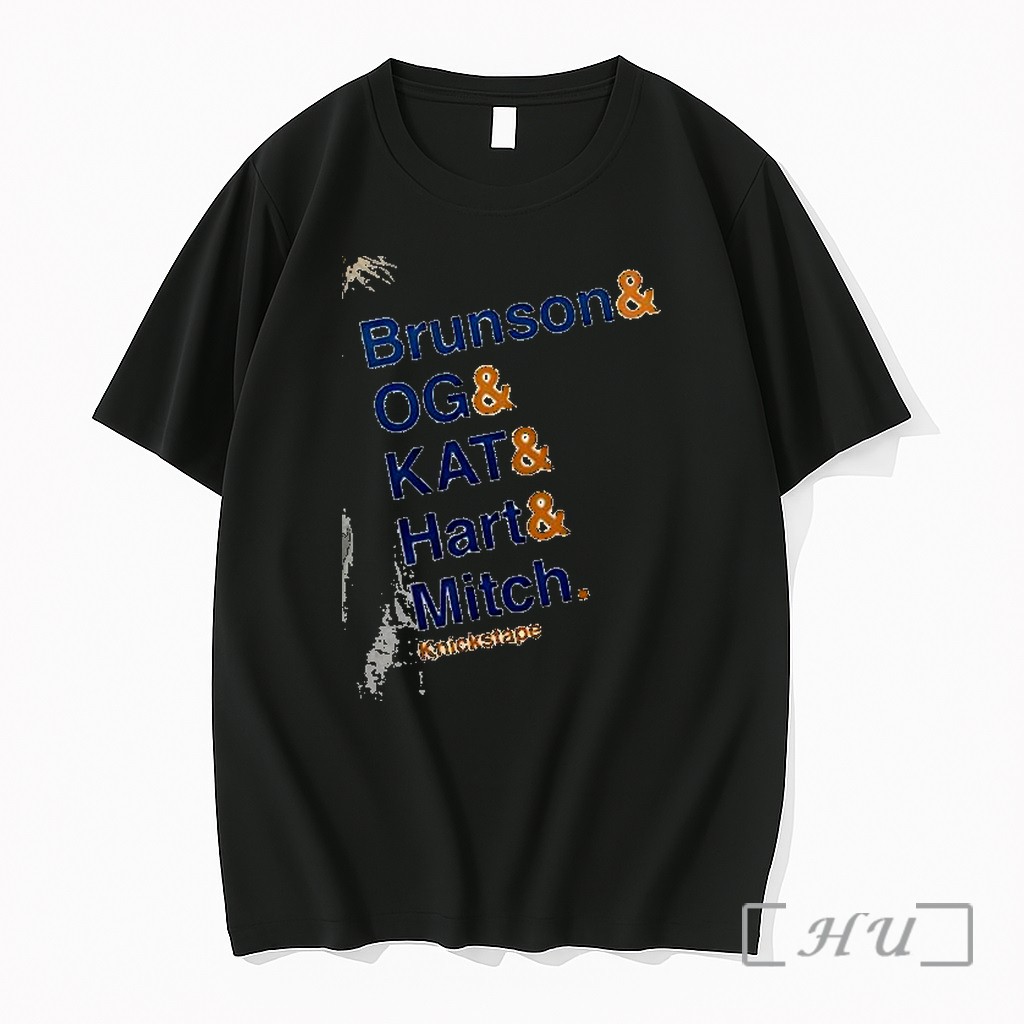 Officials New York Knicks Lineup Brunson And Og And Kat Hart And Mitch Premium T Shirts Sweater Hoodie