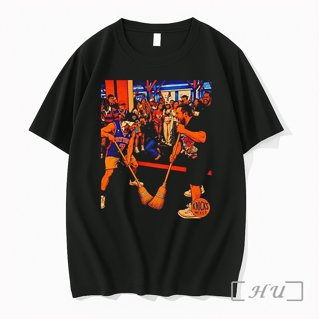 Officials New York Knicks Mexico Fans Broom Basketball Game Number 7 Believe Bell Premium T Shirts Sweater Hoodie