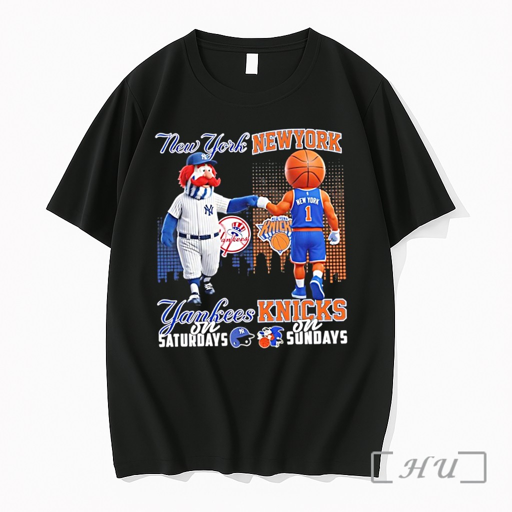 Officials New York Yankees On Saturday And New York Knicks On Sundays Mascot Skyline Premium T Shirts Sweater Hoodie
