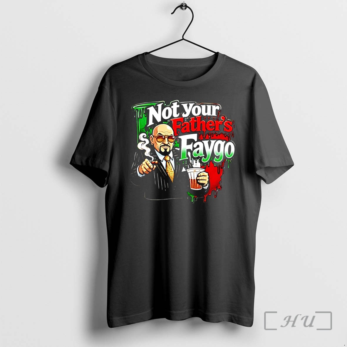 Officials Not Your Fathers Faygo Mobster Pinstripe Suit Cigar Dripping Paint Black Premium T Shirts Sweater Hoodie