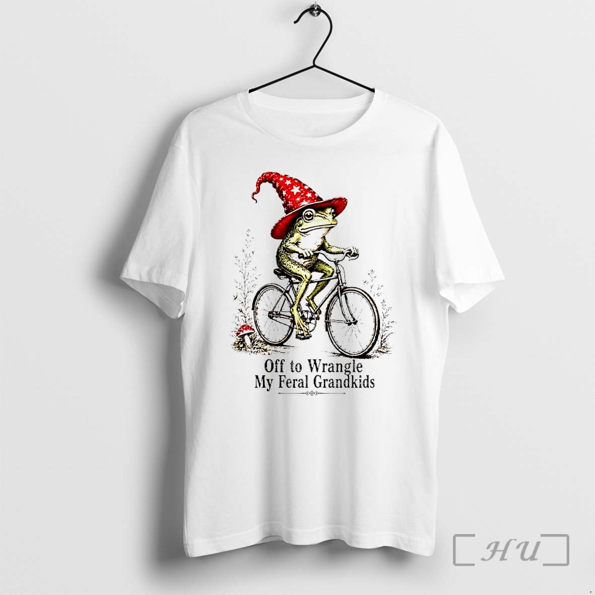 Officials Off To Wrangle My Feral Grandkids Wizard Frog On Bicycle Premium T Shirts Sweater Hoodie