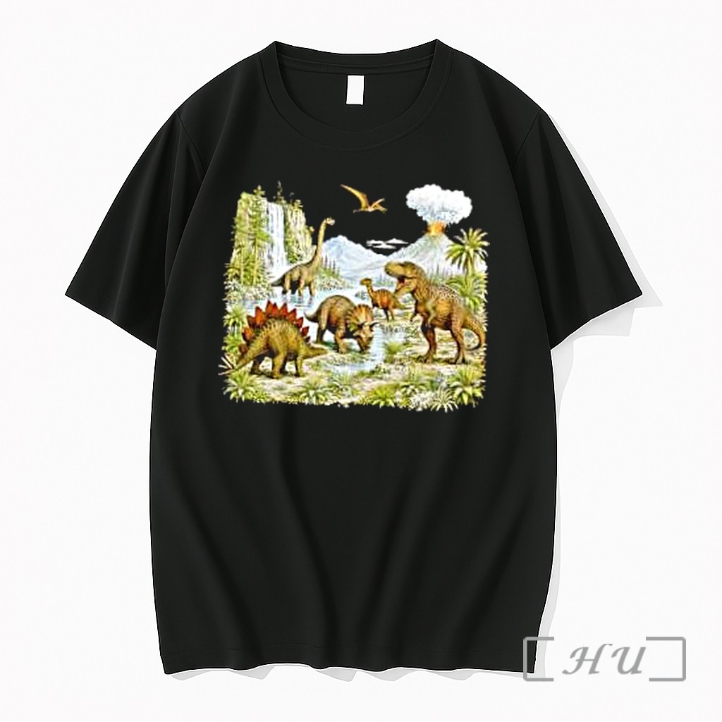 Officials Prehistoric Dinosaurs T Rex Stegosaurus Triceratops Landscape Premium T Shirts Sweater Hoodie