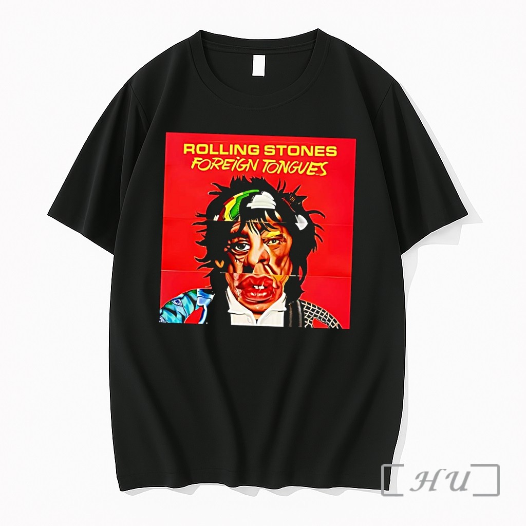 Officials Rolling Stones Foreign Tongues Mick Jagger Distorted Face 2026 Rock Legends Black Premium T Shirts Sweater Hoodie