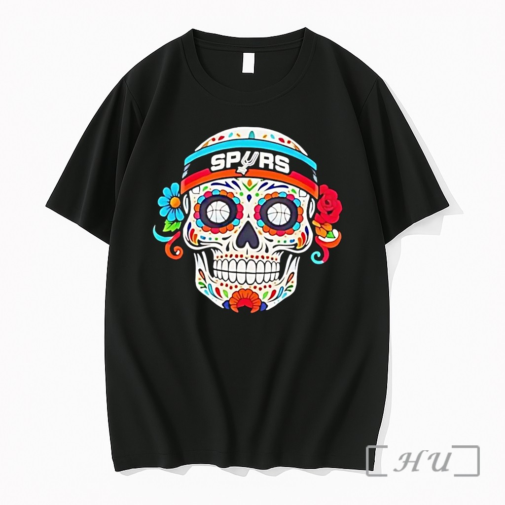 Officials San Antonio Spurs Basketball Sugar Skull Day Of The Dead Black Premium T Shirts Sweater Hoodie