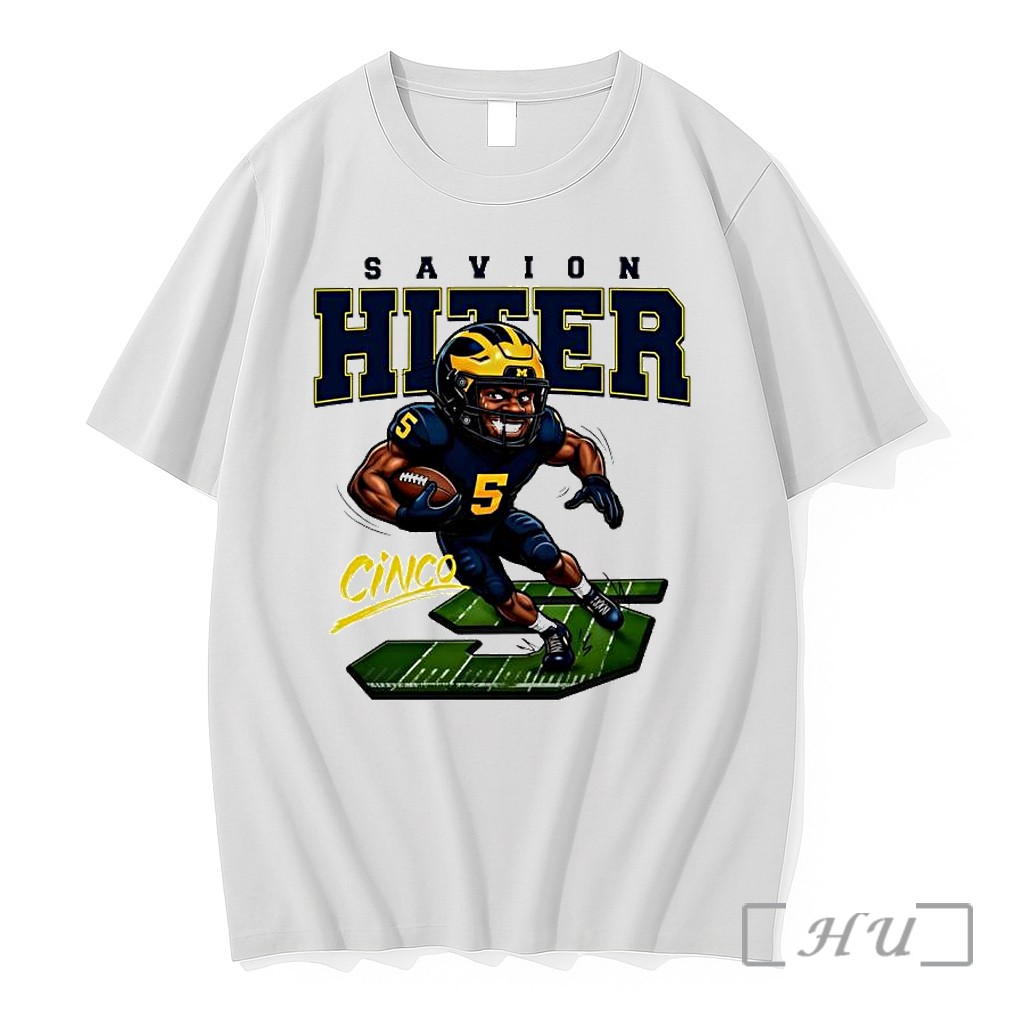 Officials Savion Hitter Cinco Number 5 Michigan Wolverines Ncaa Football Premium T Shirts Sweater Hoodie