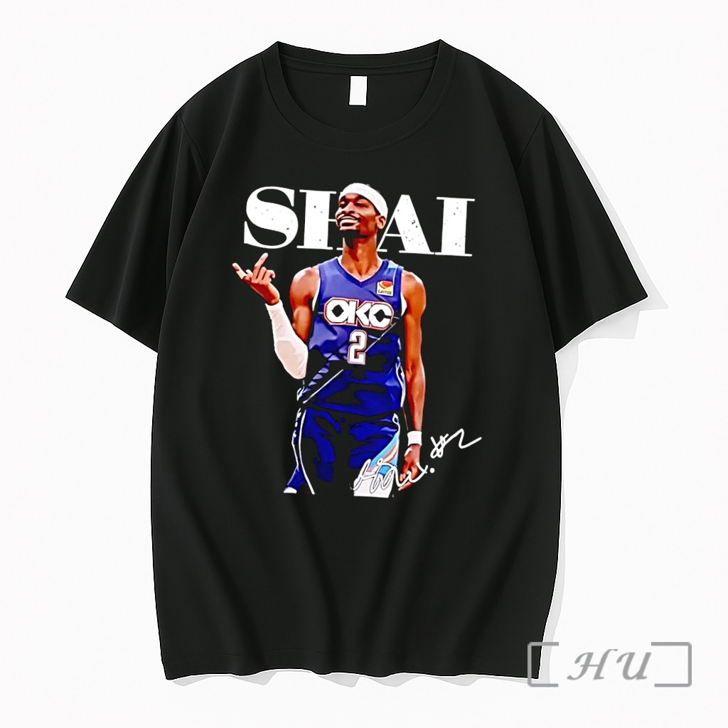 Officials Shai Gilgeous Alexander Okc Thunder Number 2 Basketball Signature Black Premium T Shirts Sweater Hoodie