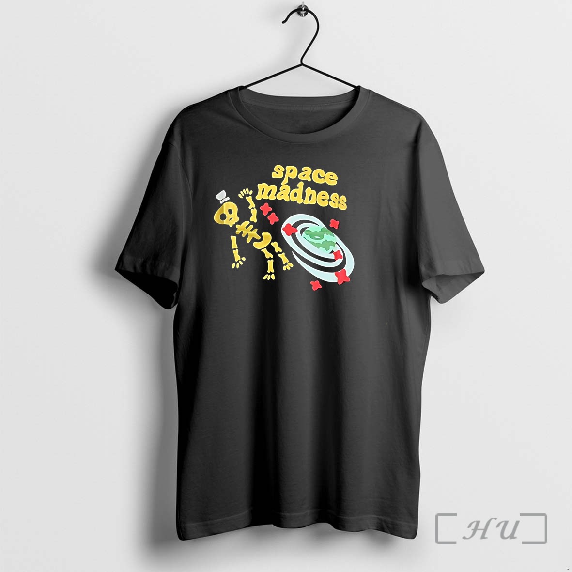 Officials Space Madness Golden Skeleton Top Hat Planet Black Premium T Shirts Sweater Hoodie