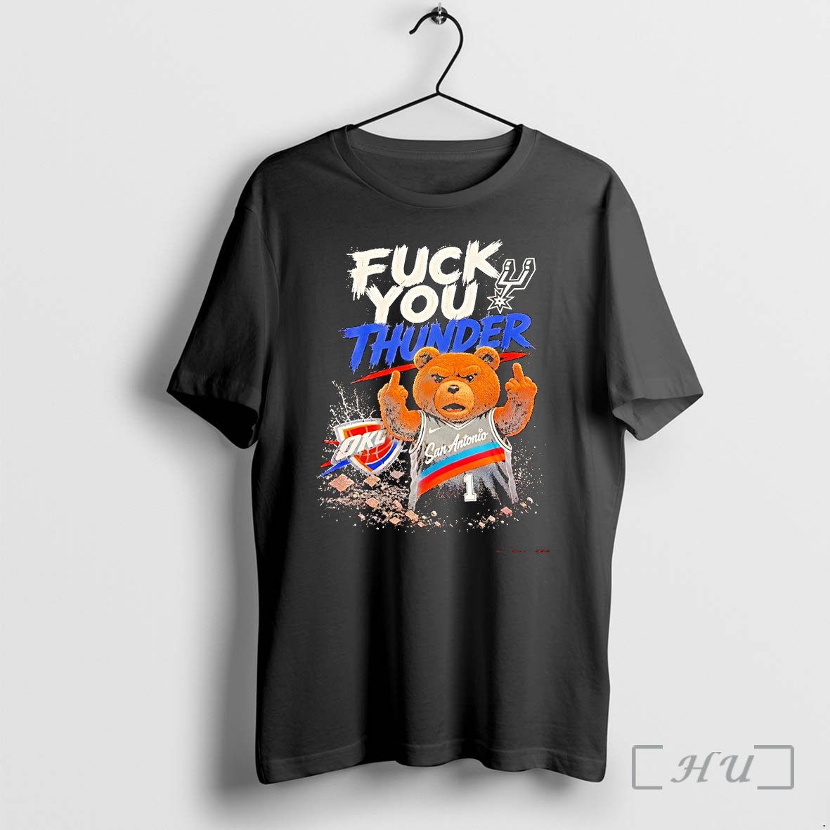 Officials Spurs Vs Thunder Ted The Bear Middle Finger Fuck You Thunder Premium T Shirts Sweater Hoodie