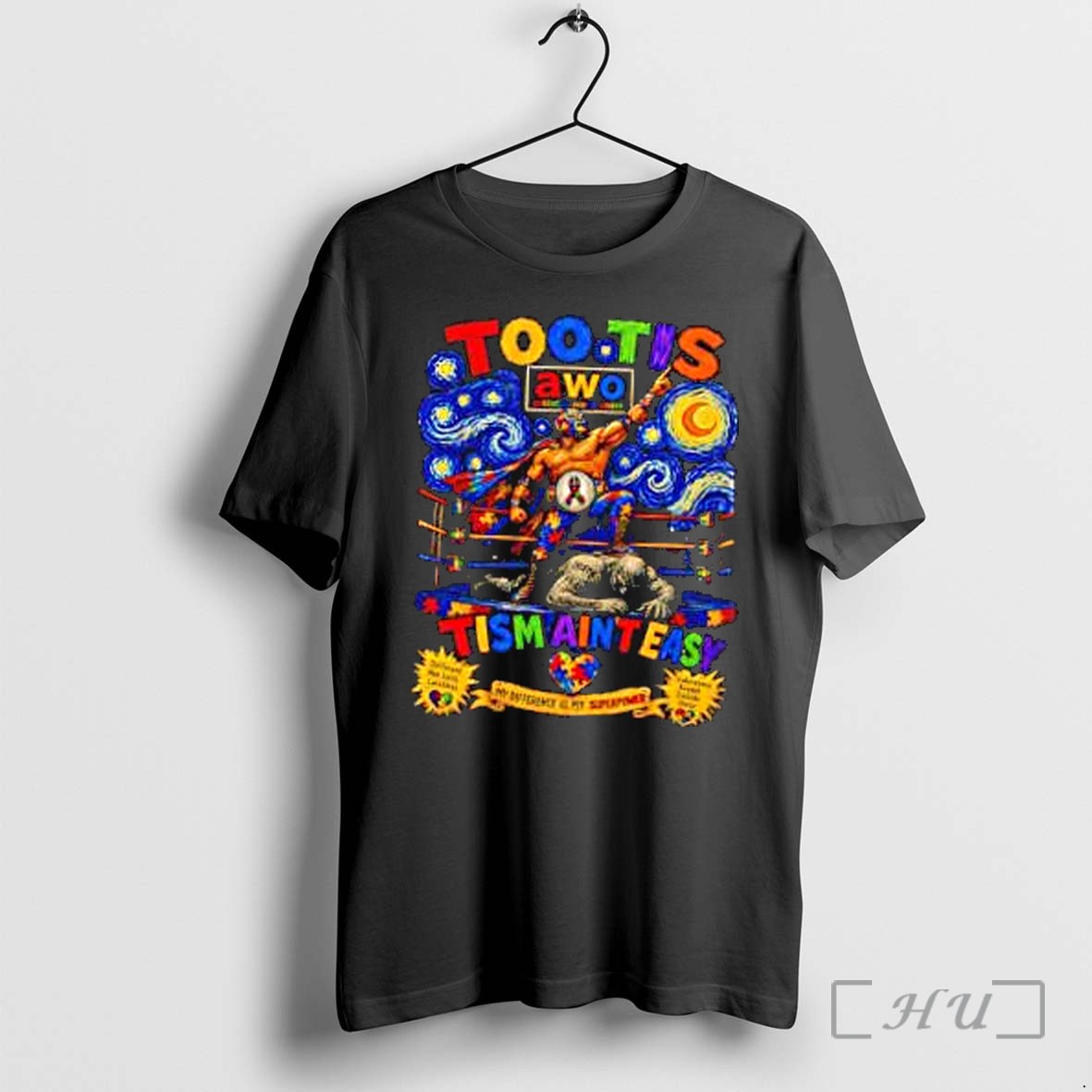 Officials Too Tis Awo Aint Easy Lucha Libre Wrestler Autism Starry Night Premium T Shirts Sweater Hoodie