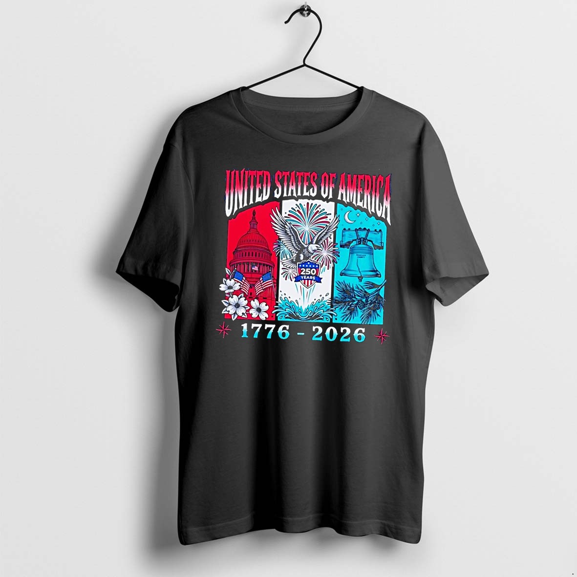 Officials United States Of America 250 Years 1776 2026 Patriotic Bald Eagle Liberty Bell Capitol Black Premium T Shirt Sweatshirt Hoodie