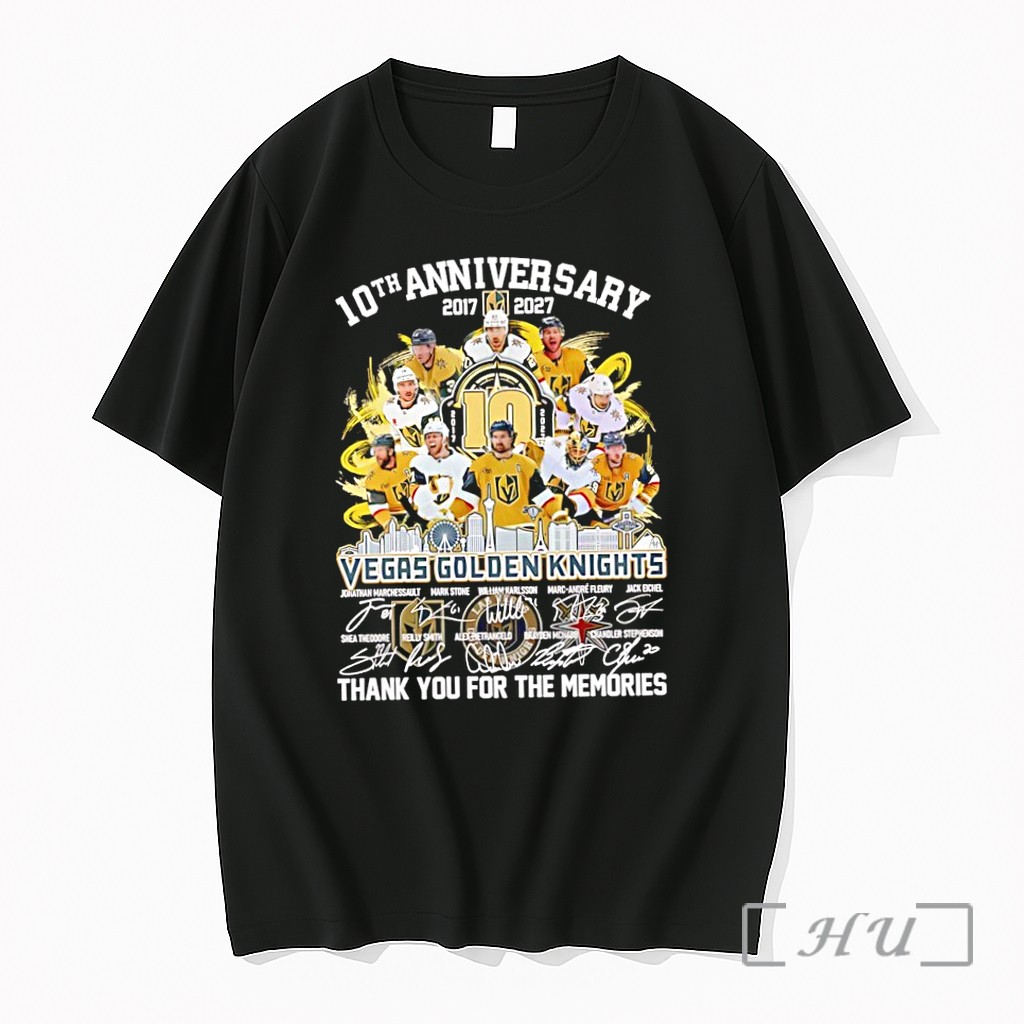 Officials Vegas Golden Knights 2017 2027 10th Anniversary Thank You For The Memories Signatures Premium T Shirts Sweater Hoodie
