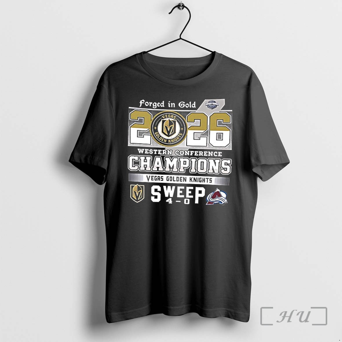Officials Vegas Golden Knights Forged In Gold 2026 Western Conference Champions Sweep Premium T Shirts Sweater Hoodie