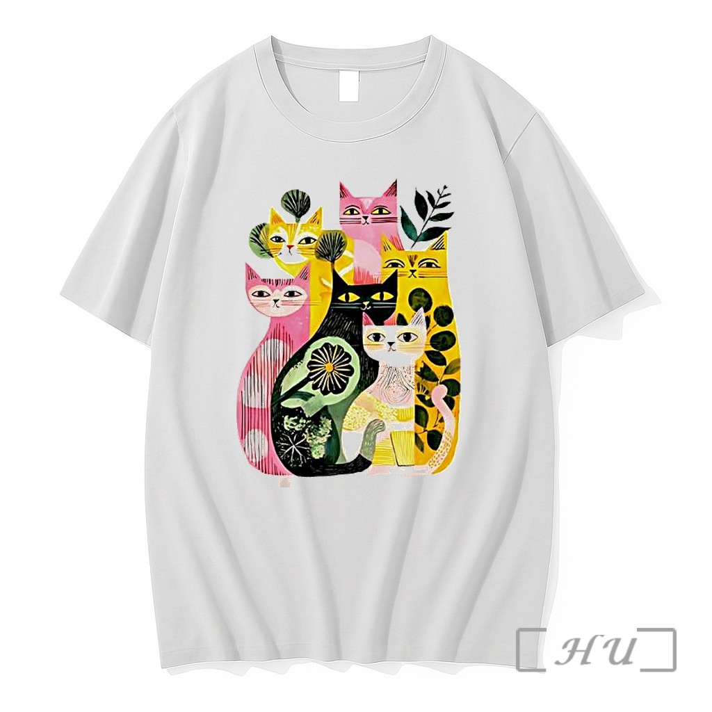 Officials Vibrant Stylized Cats And Botanical Foliage Premium T Shirts Sweater Hoodie