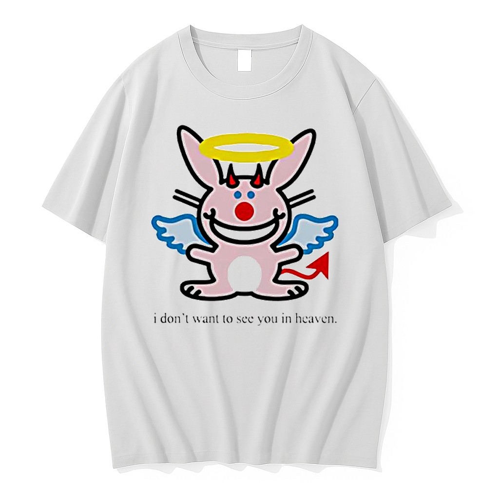 Original Angel Devil Rabbit I Dont Want To See You In Heaven Sarcastic Tshirts