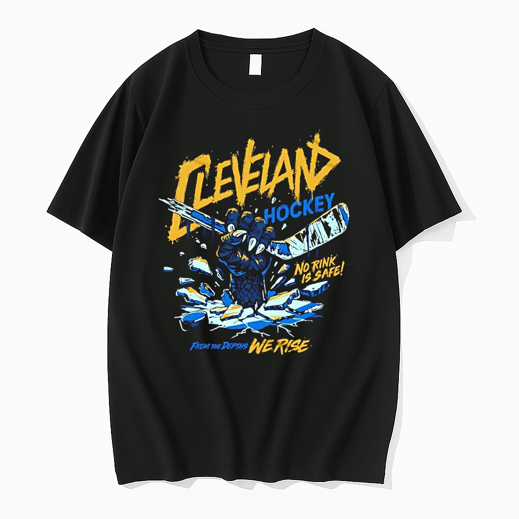 Original Cleveland Monsters Hockey No Rink Is Safe From The Depths We Rise Tshirts