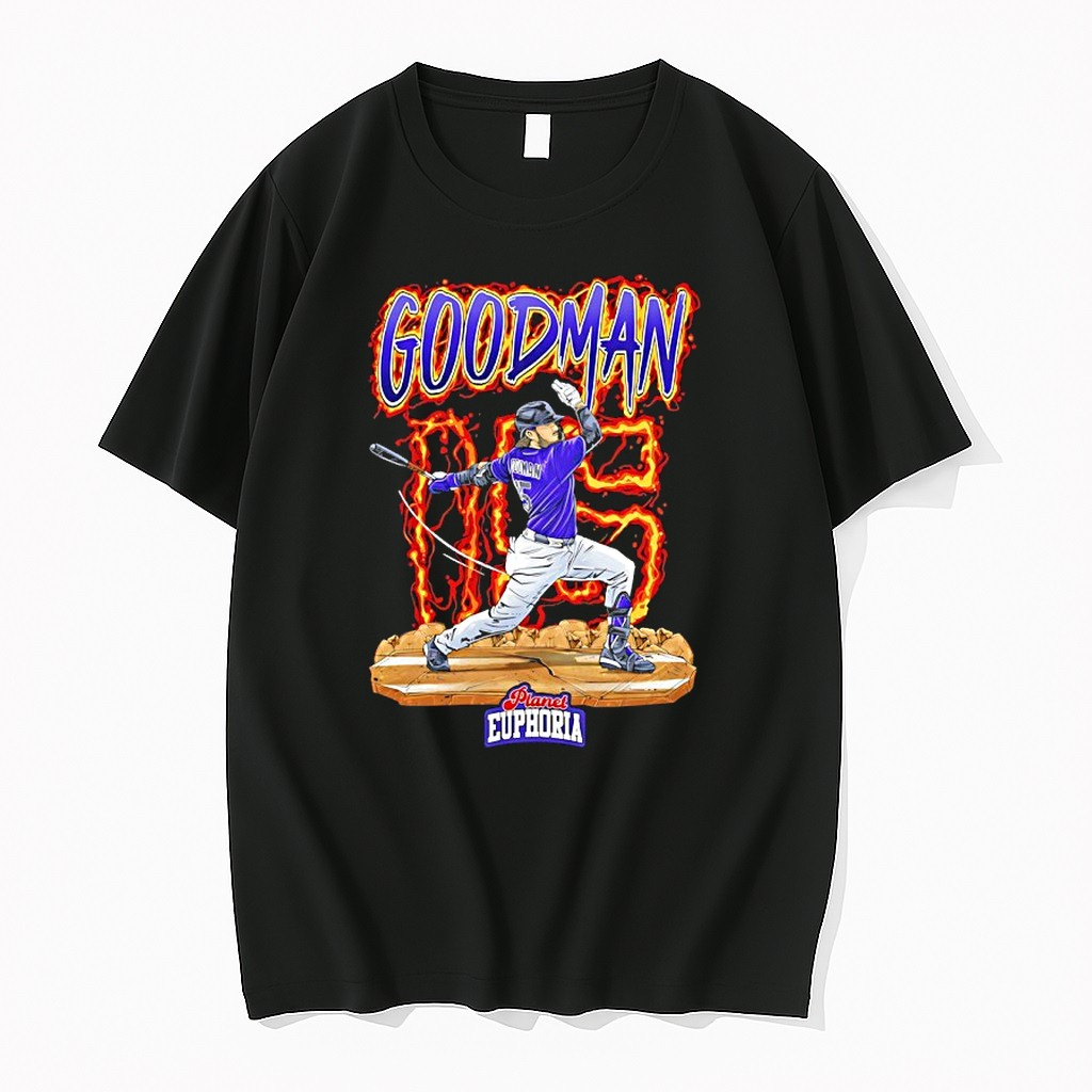 Original Colorado Rockies Hunter Goodman Flame Comic Graphic Tshirts