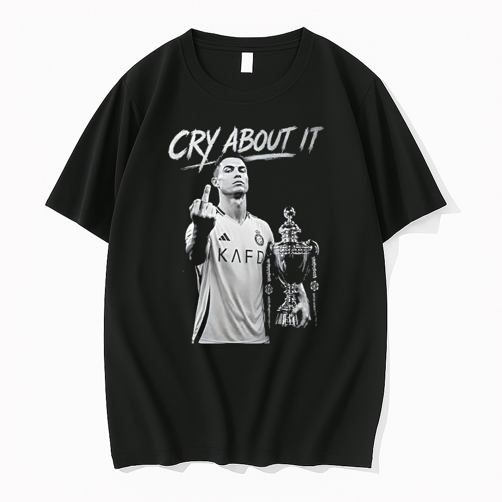 Original Cristiano Ronaldo Middle Finger Cry About It Al Nassr Champions 2026 Sarcastic Tshirts