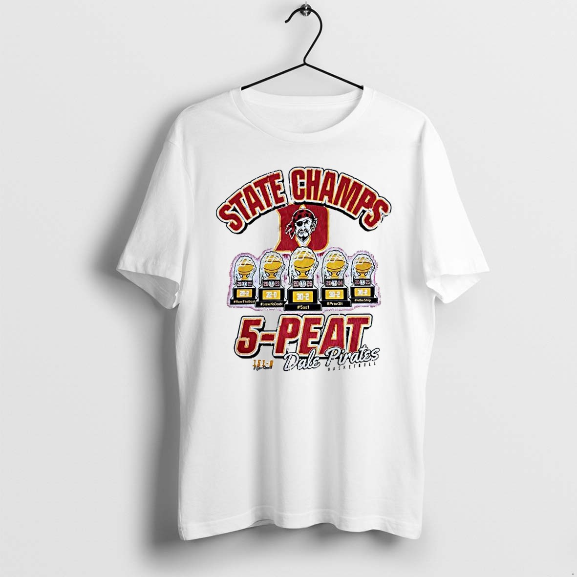 Original Dale Pirates Basketball 5 Peat State Champs Pirate Mascot Championship Tshirts
