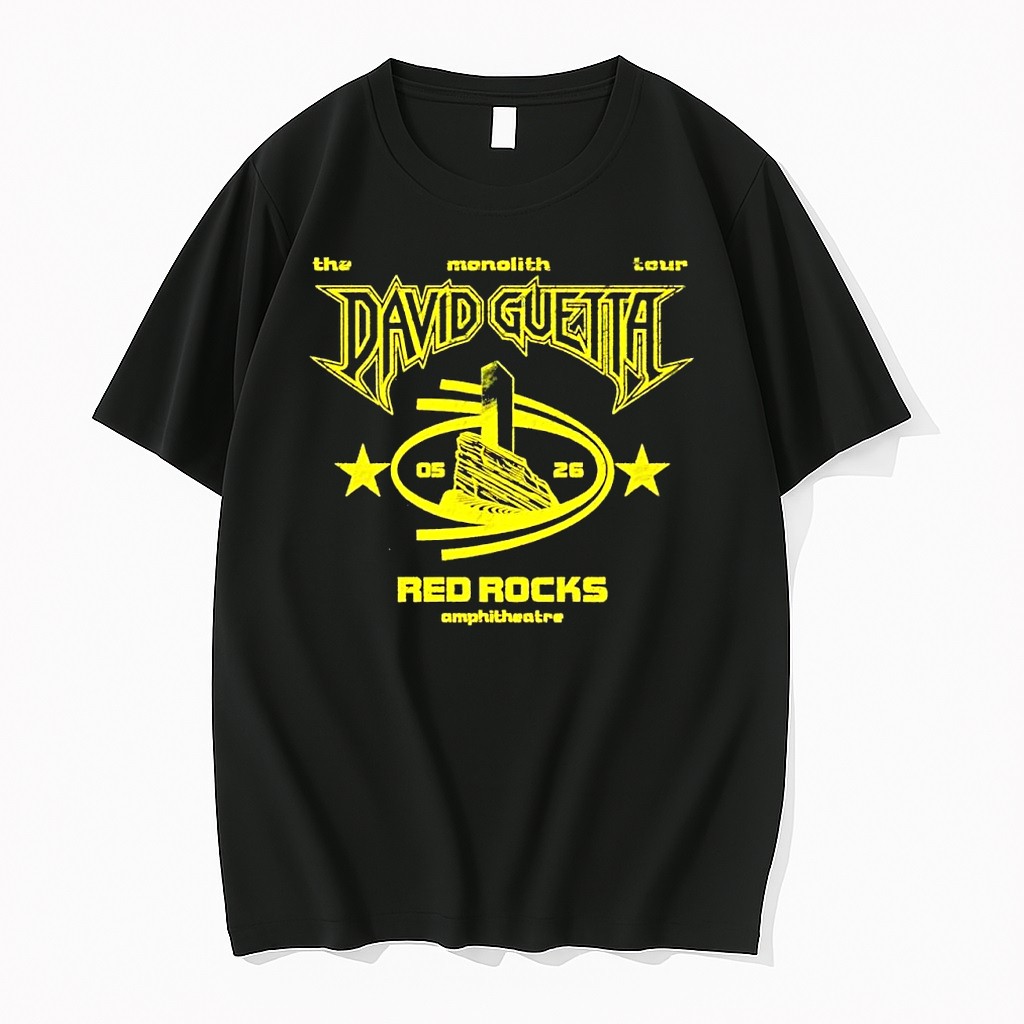 Original David Guetta The Monolith Tour Red Rocks Amphitheatre May 2026 Grunge Concert Tshirts