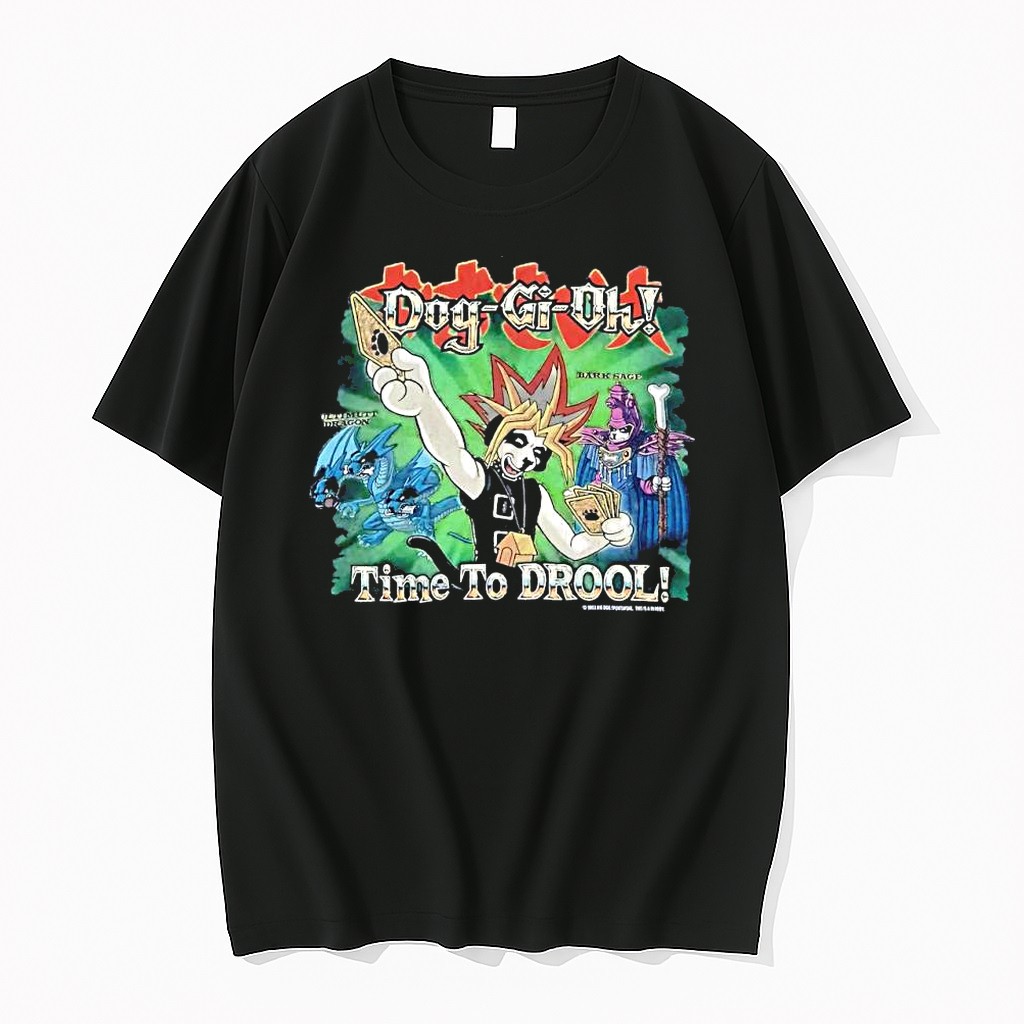 Original Dog Gi Oh Time To Drool Funny Dog Yu Gi Oh Anime Parody Tshirts