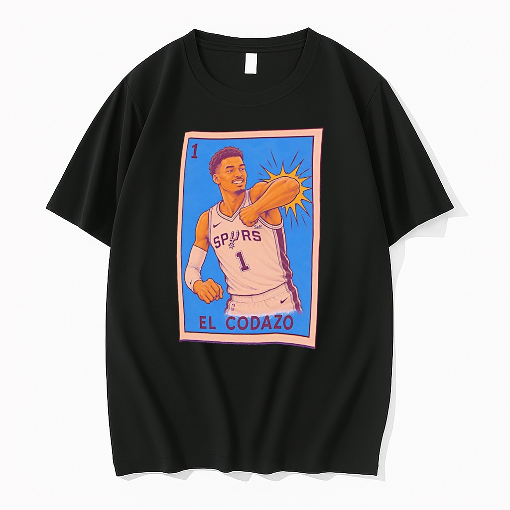 Original El Codazo San Antonio Spurs Victor Wembanyama Mexican Loteria Card Tee Tshirts