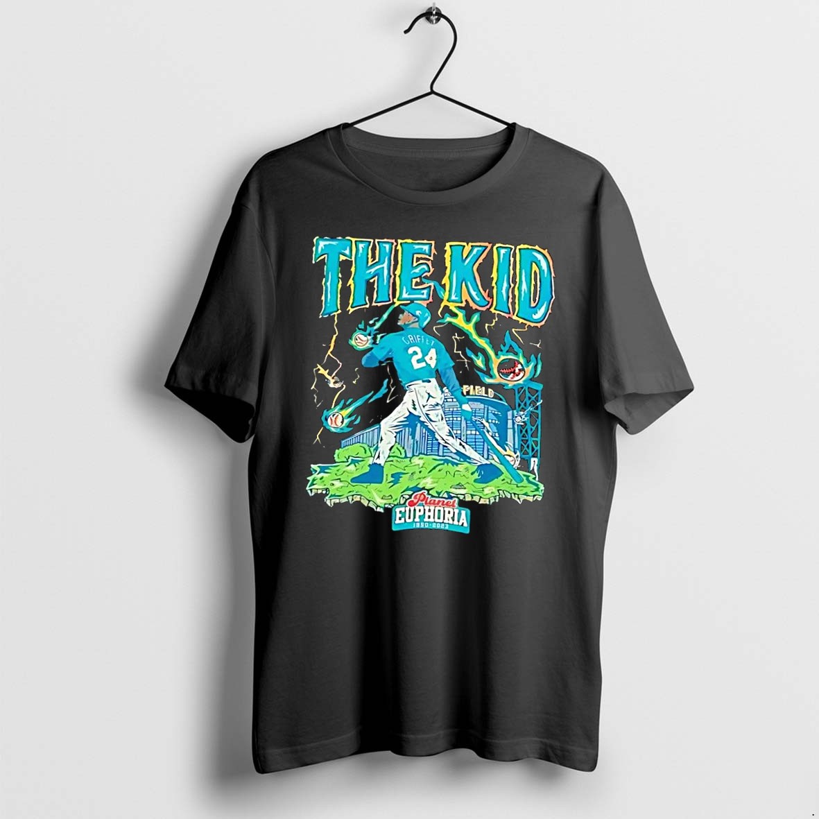 Original Ken Griffey Jr Seattle Mariners Mlb The Kid Griffey 24 Field Planet Euphoria Black Tshirts