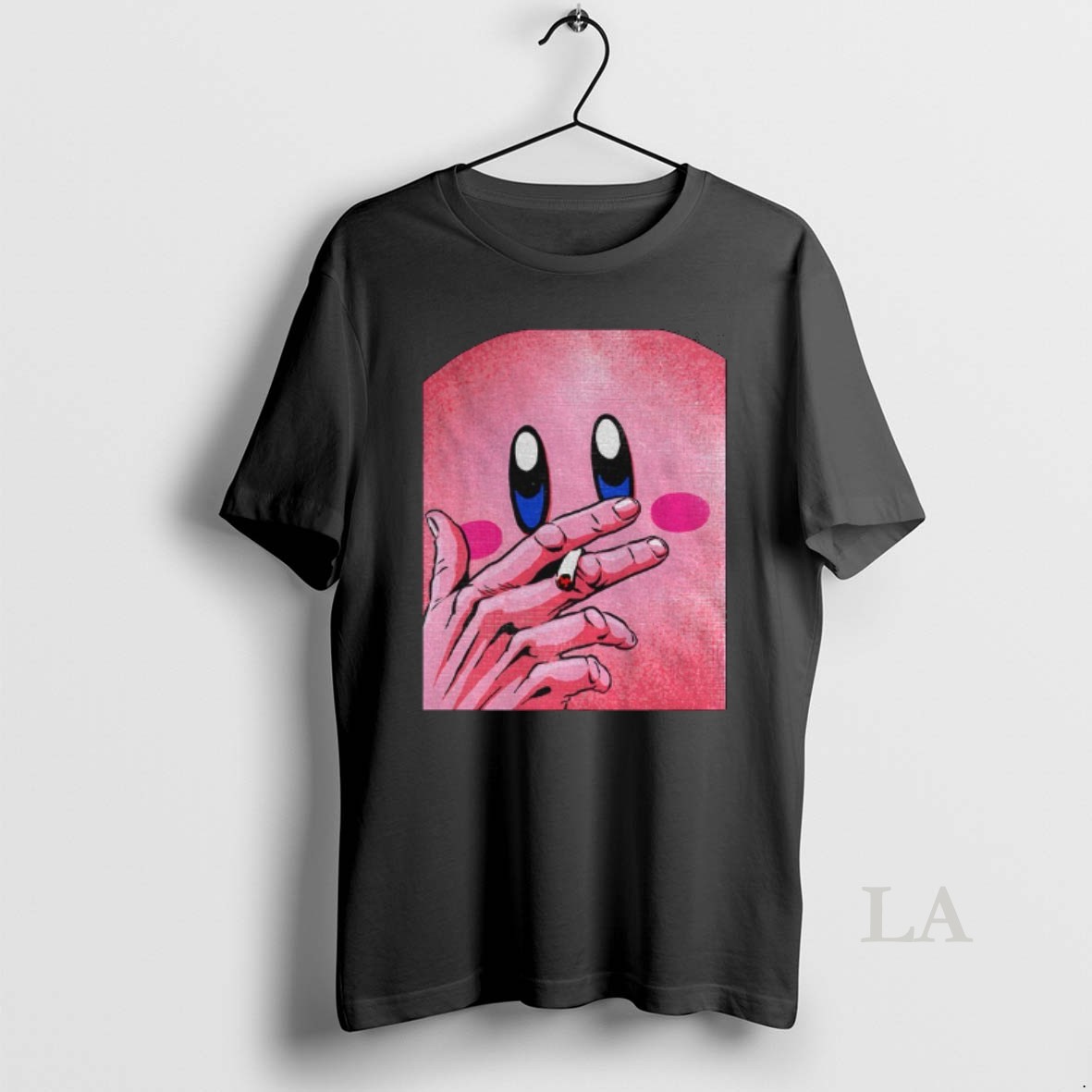Original Kirby Smoking Super Tuff Pink Puff Cartoon Shirt