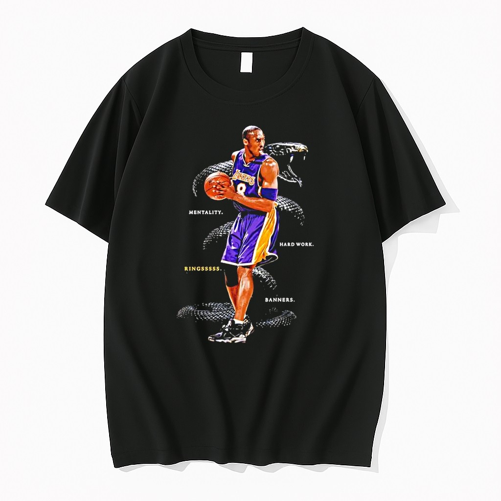 Original Kobe Bryant Black Mamba Mentality Hard Work Rings Banners Tribute Tshirts