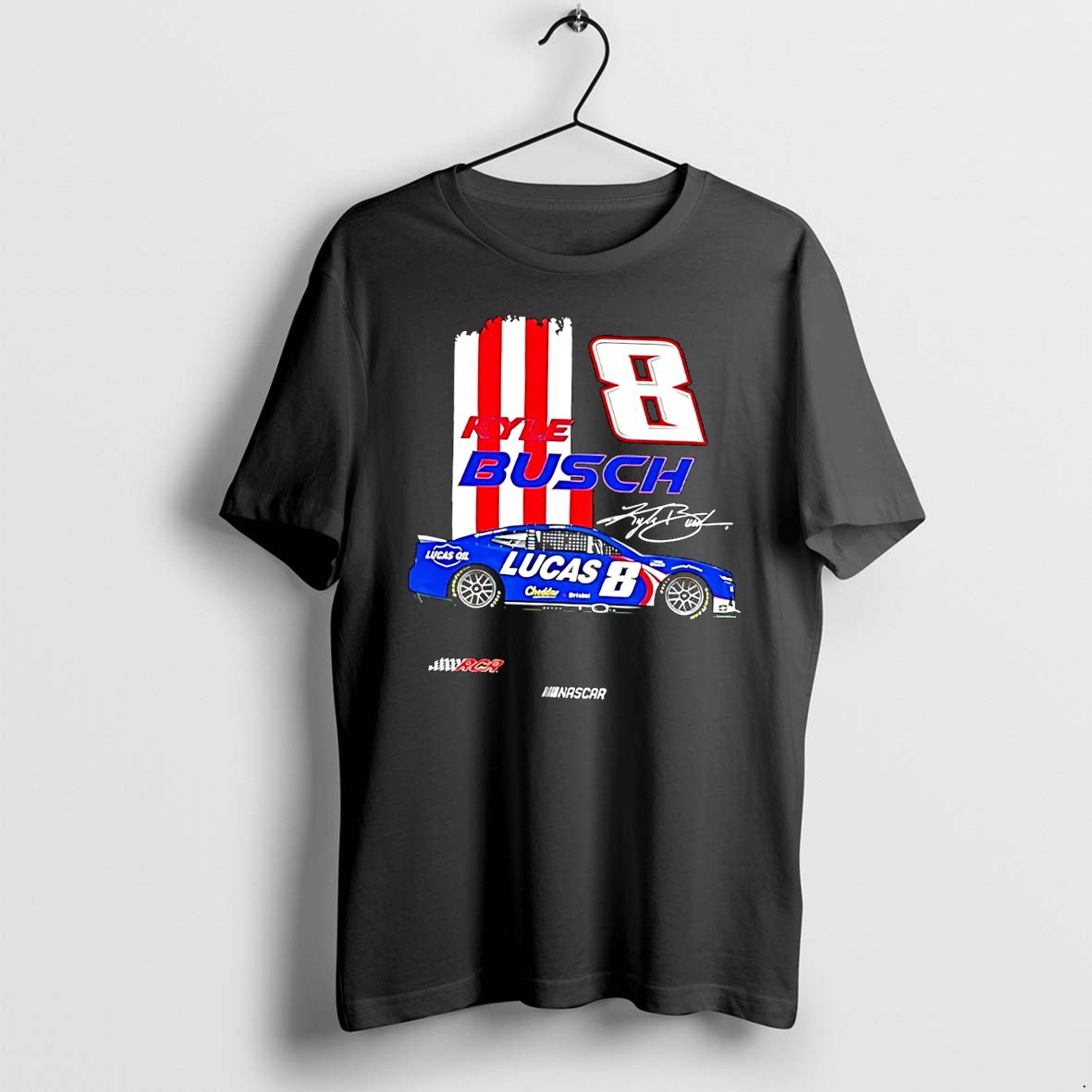 Original Kyle Busch Rowdy 8 Rcr Lucas Oil Nascar 2026 Season Race Car Driver Black Tshirts