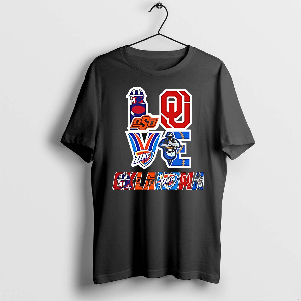 Original Love Oklahoma Sports Teams Ou Osu Okc Thunder Logos Tshirts