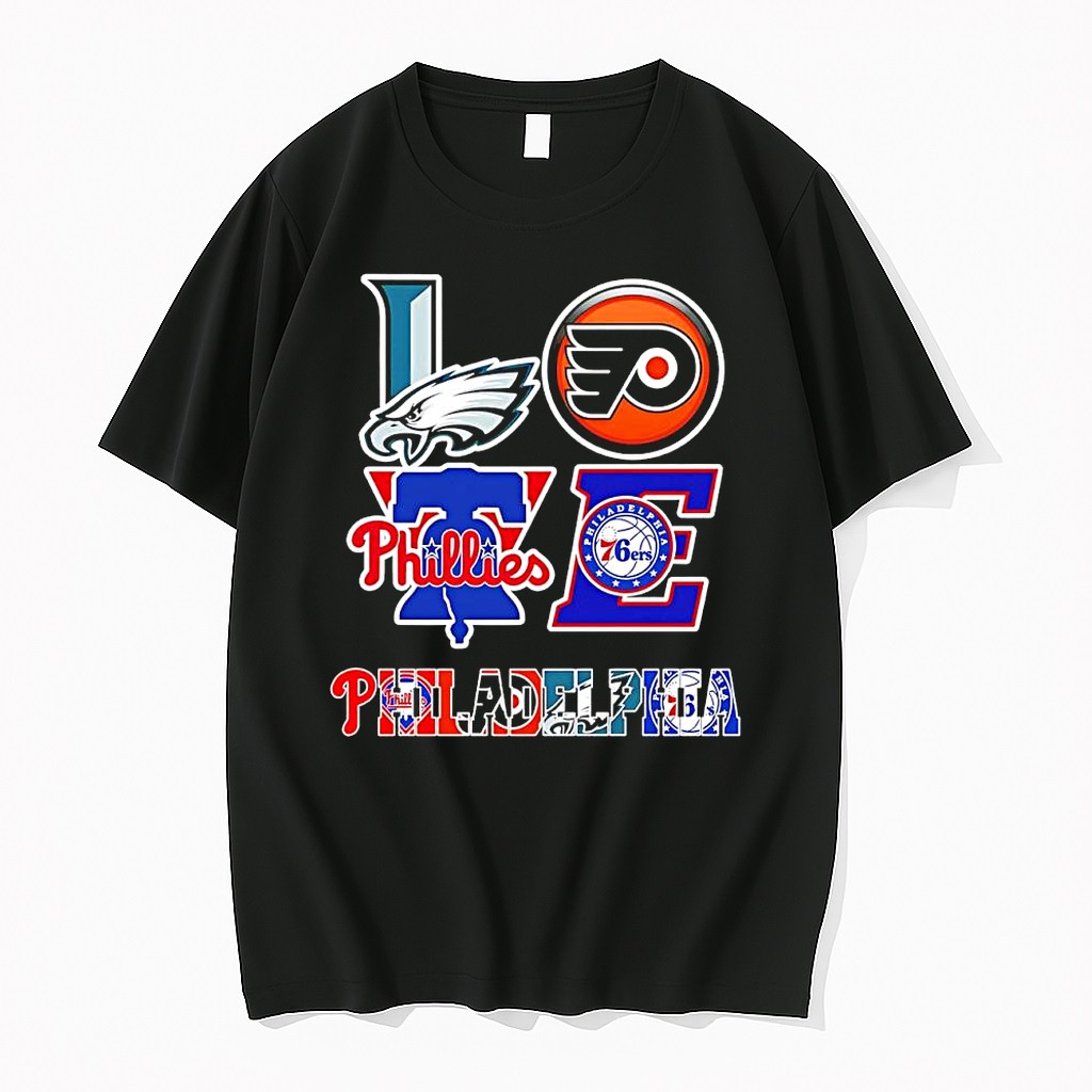 Original Love Philadelphia Sport Teams Philadelphia Eagles Flyers Phillies 76ers Logos Tshirts