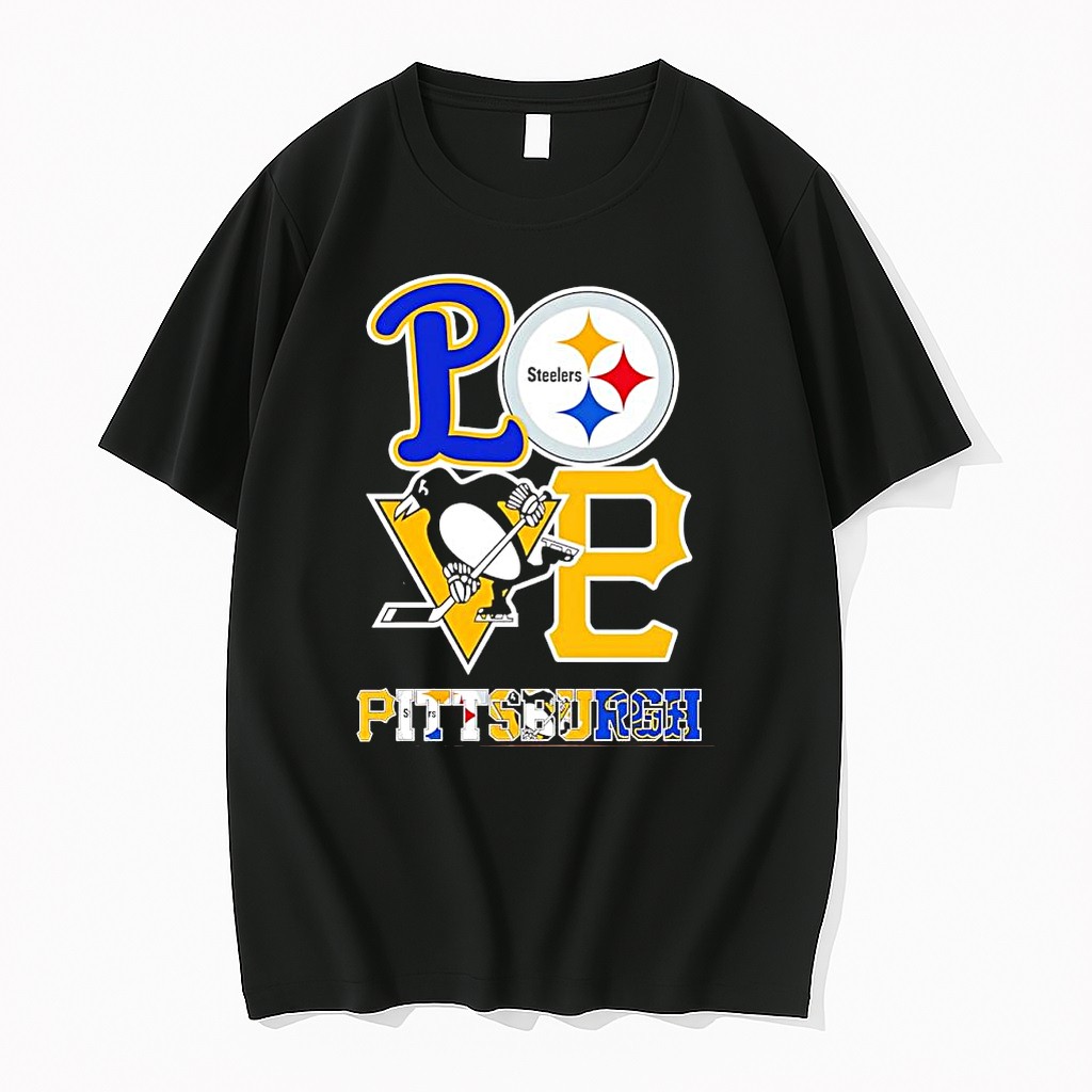 Original Love Pittsburgh Sport Teams Steelers Penguins Pirates Panthers Logos Tshirts