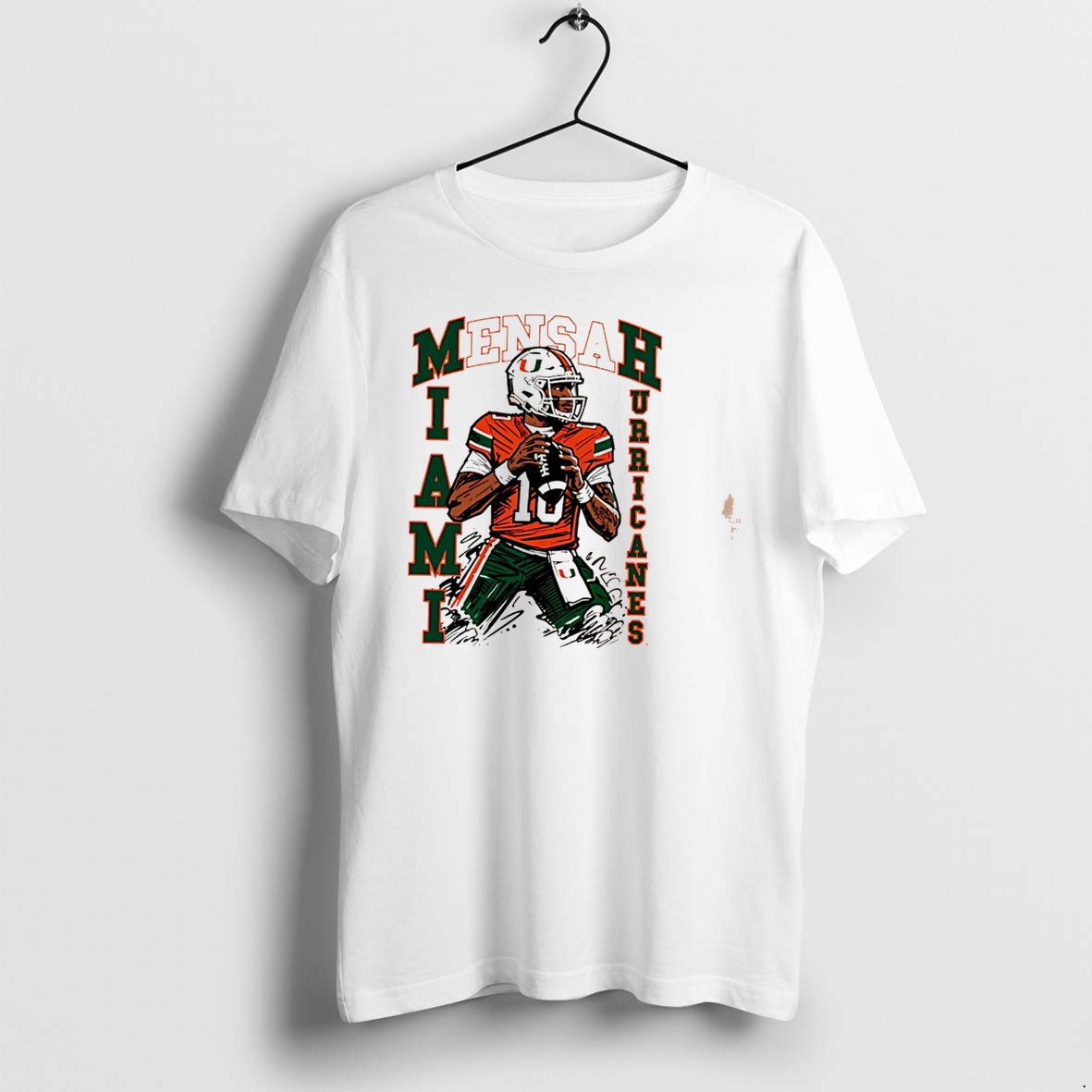 Original Mensah Sketch Miami Hurricanes Football Paint Tee Tshirts