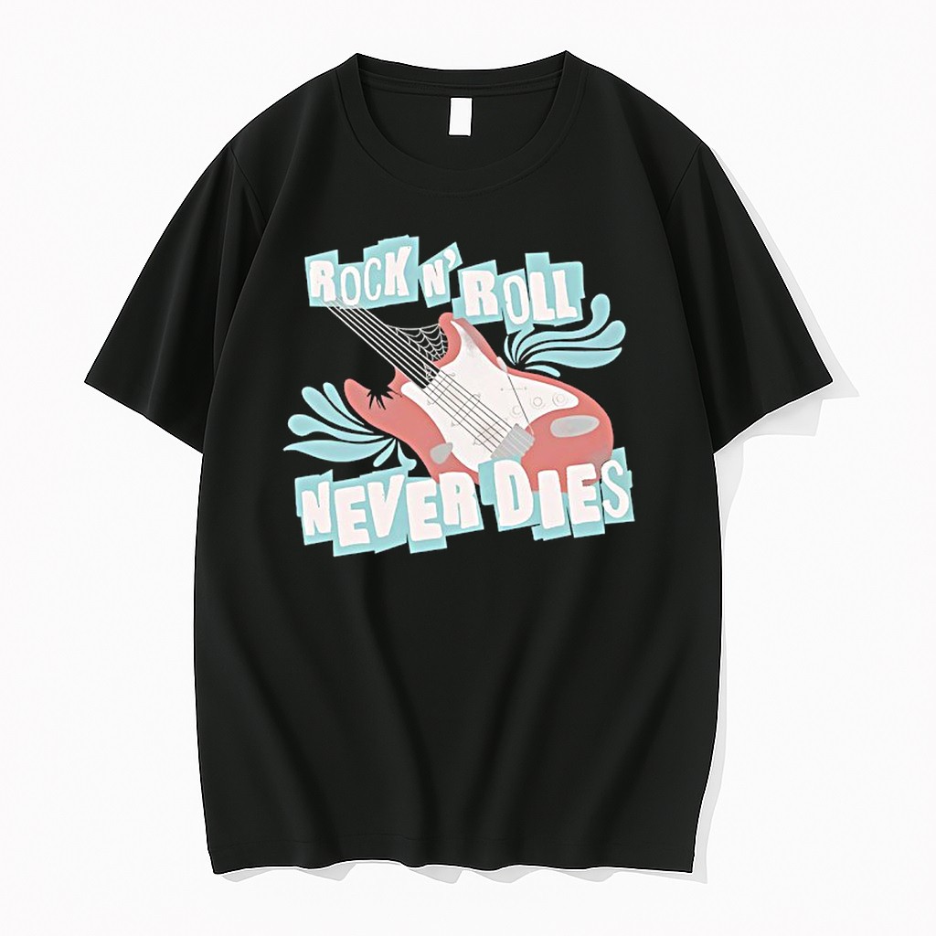 Original Rock N Roll Never Dies Electric Guitar Vintage Music Tshirts