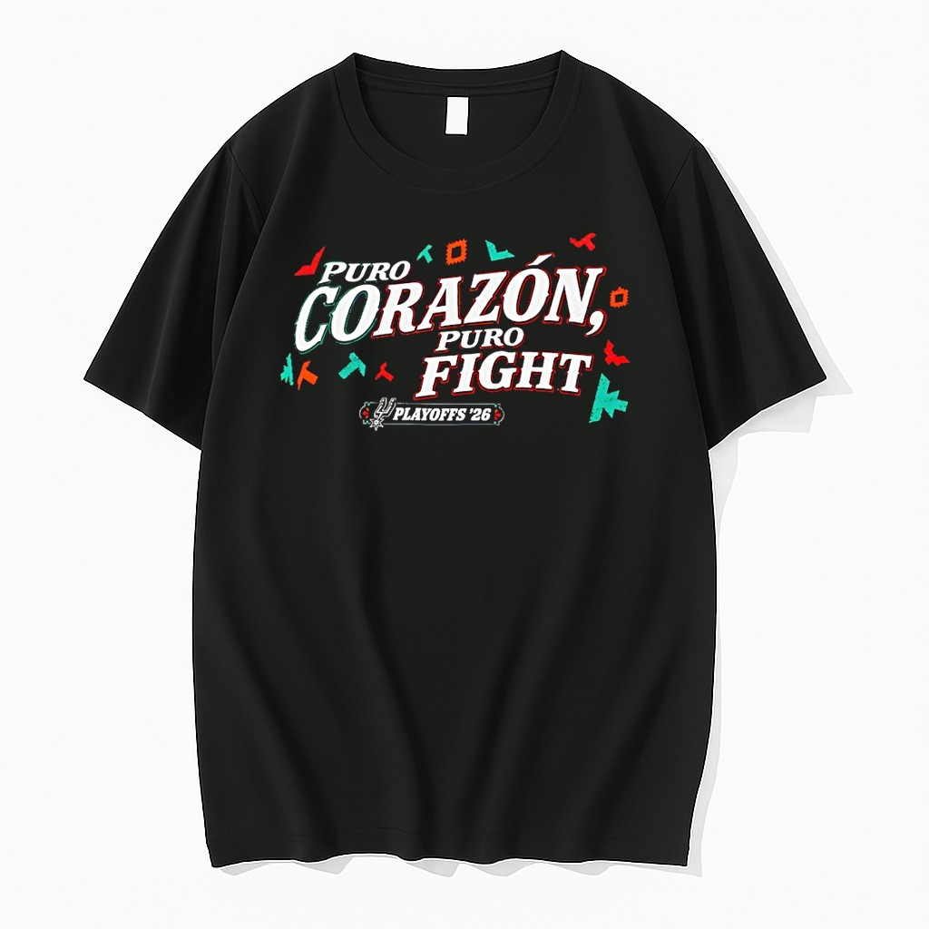 Original San Antonio Spurs Basketball Puro Corazon Puro Fight Playoff 2026 Tshirts