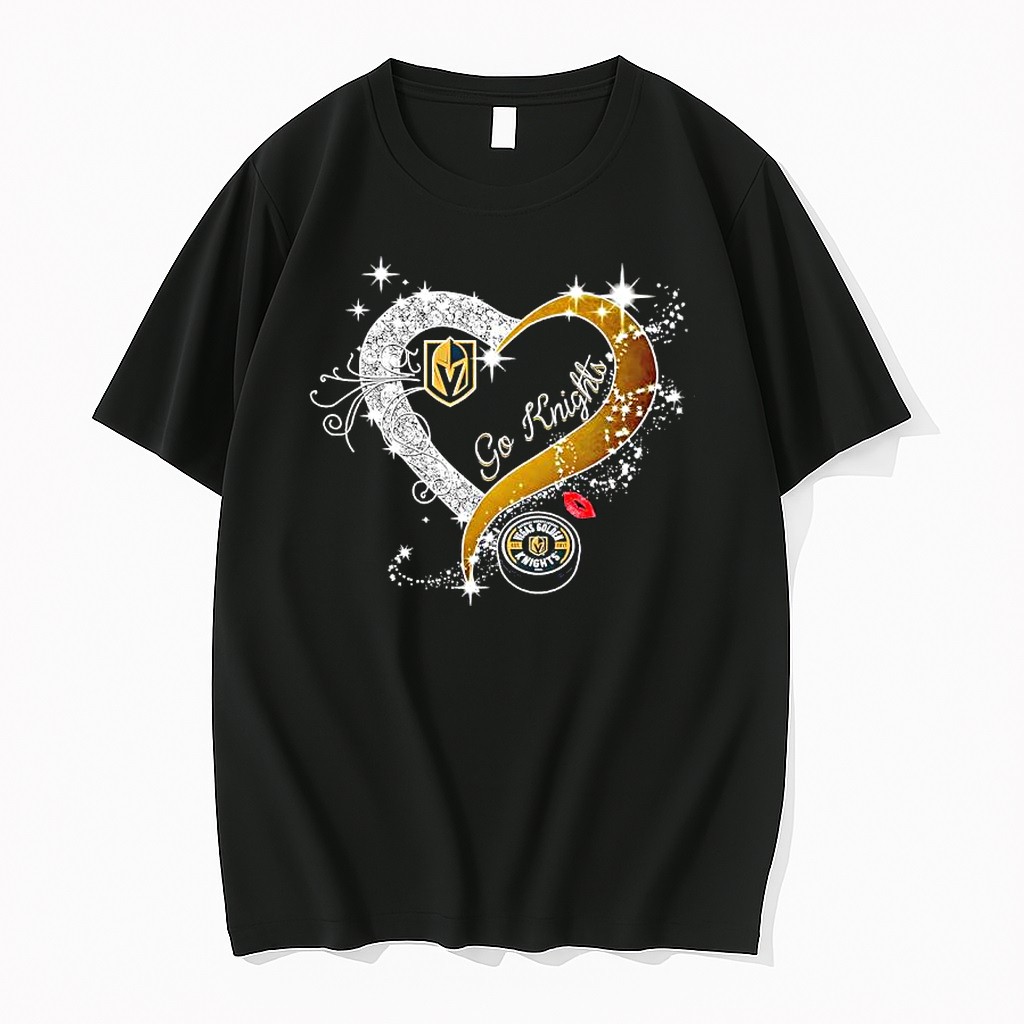 Original Vegas Golden Knights Go Knights Heart Diamond Logo Tshirts