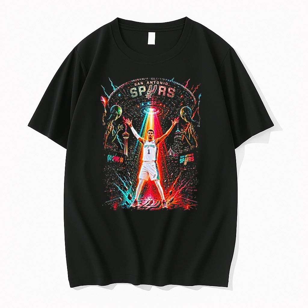 Original Victor Wembanyama San Antonio Spurs Ufo Alien Cityscape Tshirts